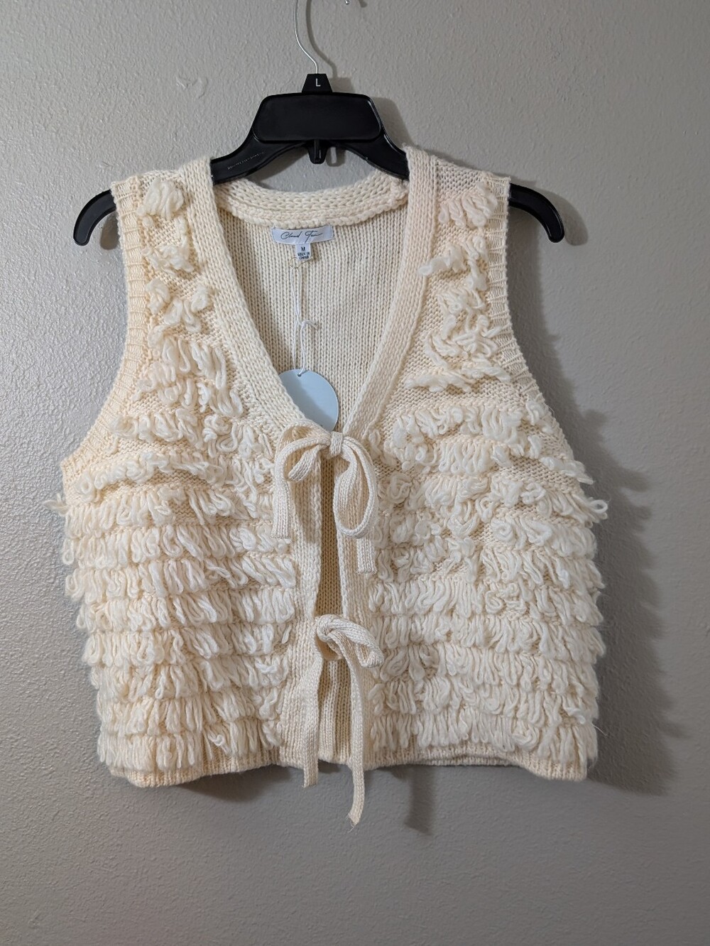 cloud Ten Chunky Cream Tie-Front Knit Vest - Women's Sweater